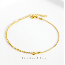 Load image into Gallery viewer, 925 Sterling Golden Silver Shinning Bracelet For Women With Simple Parttern